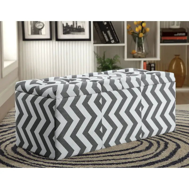 Gede Contemporary Fabric Tufted Life-top Storage Bench by