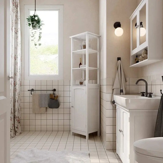 Floor Cabinet with 3-Tier Shelf - 12.6D x 15.7W x 63H