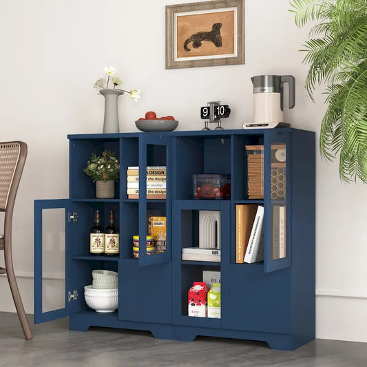Wooden Floor Cabinet with 2 Glass Doors