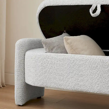 3D Lamb Fleece Fabric Storage Bench with Arc-shaped Sides