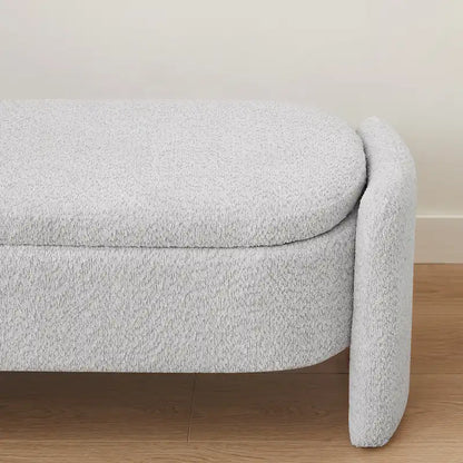 3D Lamb Fleece Fabric Storage Bench with Arc-shaped Sides