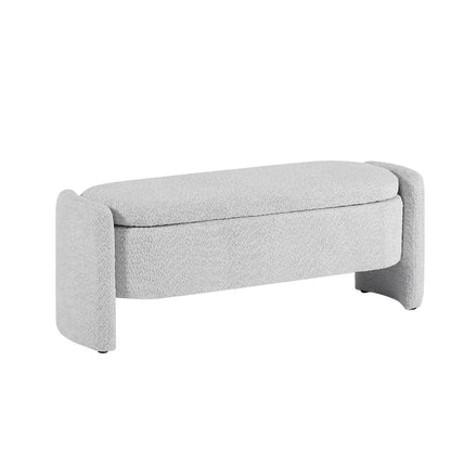 3D Lamb Fleece Fabric Storage Bench with Arc-shaped Sides