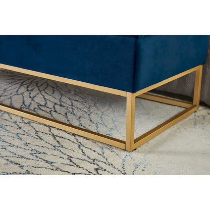 - Charlotte Velvet Tufted Storage Bench with Metal Base