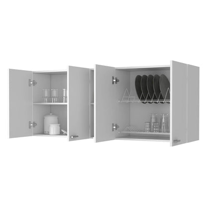 59 White Wood Wall Mounted Accent Cabinet With Four Doors
