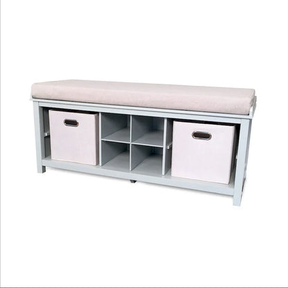 Solid Wood Entryway Bench with 1 Shoe Cubbies Grey