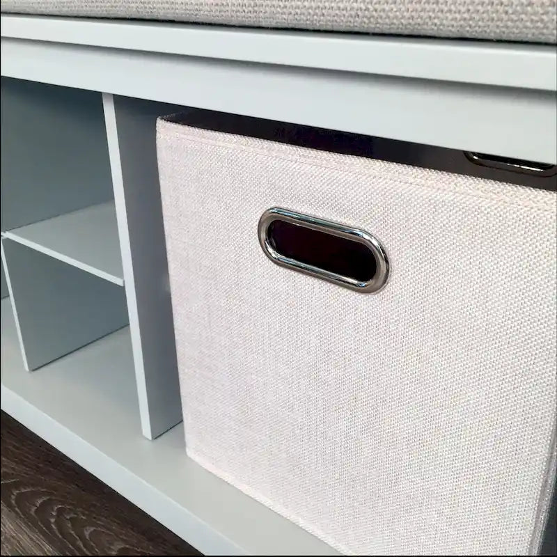 Solid Wood Entryway Bench with 1 Shoe Cubbies Grey