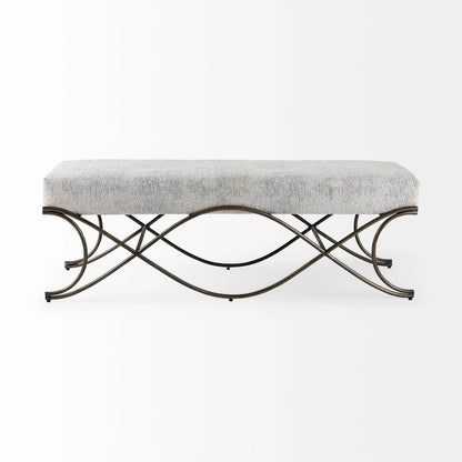 Ayla Gray Fabric Seat w/ Dark Nickel Metal Frame Bench