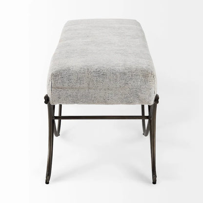 Ayla Gray Fabric Seat w/ Dark Nickel Metal Frame Bench