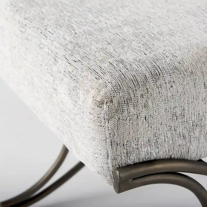 Ayla Gray Fabric Seat w/ Dark Nickel Metal Frame Bench
