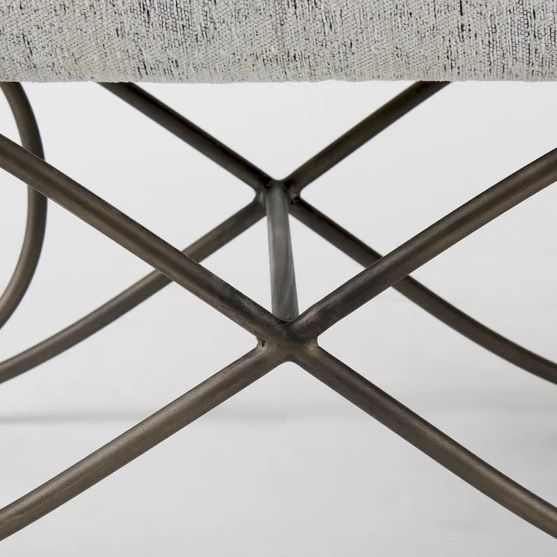 Ayla Gray Fabric Seat w/ Dark Nickel Metal Frame Bench