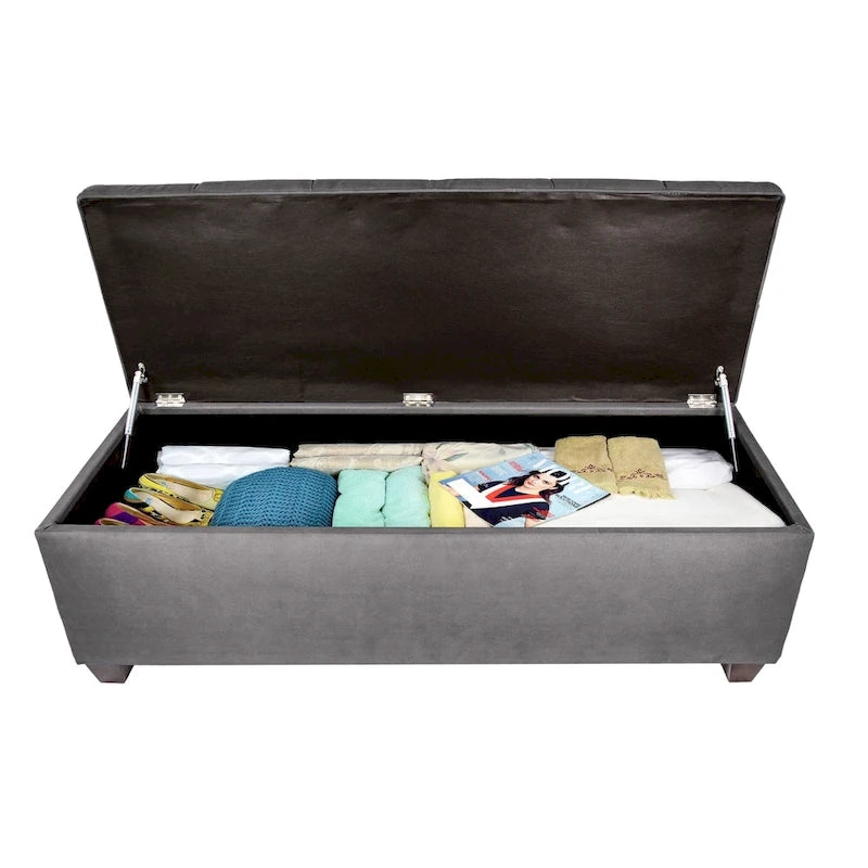 Diamond Tufted OBSESSION Linen Storage Bench