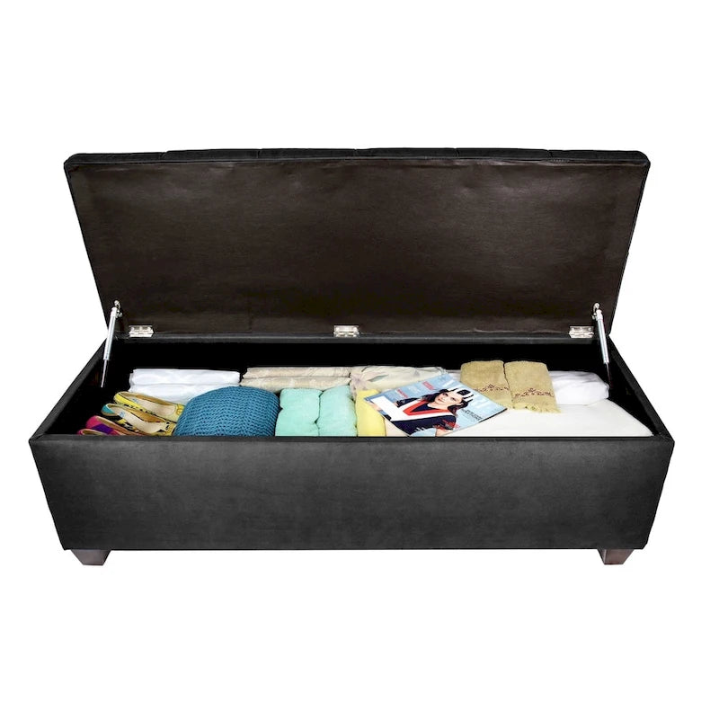 Diamond Tufted OBSESSION Linen Storage Bench