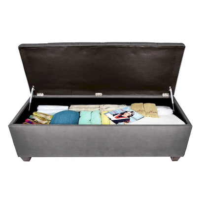 Diamond Tufted OBSESSION Linen Storage Bench