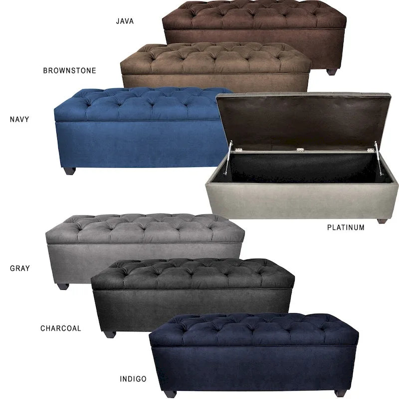 Diamond Tufted OBSESSION Linen Storage Bench