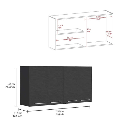 Aztec 2-Piece Kitchen Set with Wall Cabinet and Utility Sink Cabinet, Black/White