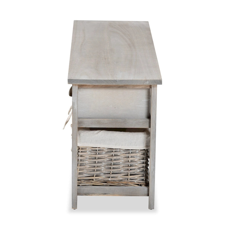Modern & Contemporary 3-Drawer Wood Storage Bench with Baskets