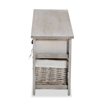 Modern & Contemporary 3-Drawer Wood Storage Bench with Baskets