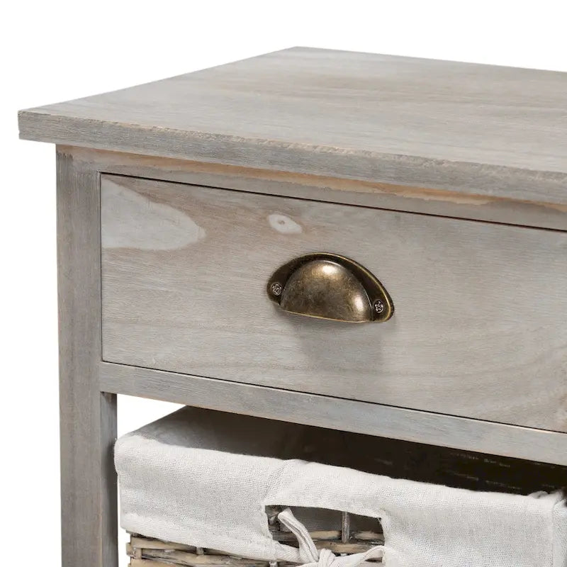Modern & Contemporary 3-Drawer Wood Storage Bench with Baskets