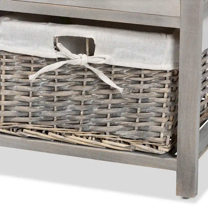 Modern & Contemporary 3-Drawer Wood Storage Bench with Baskets