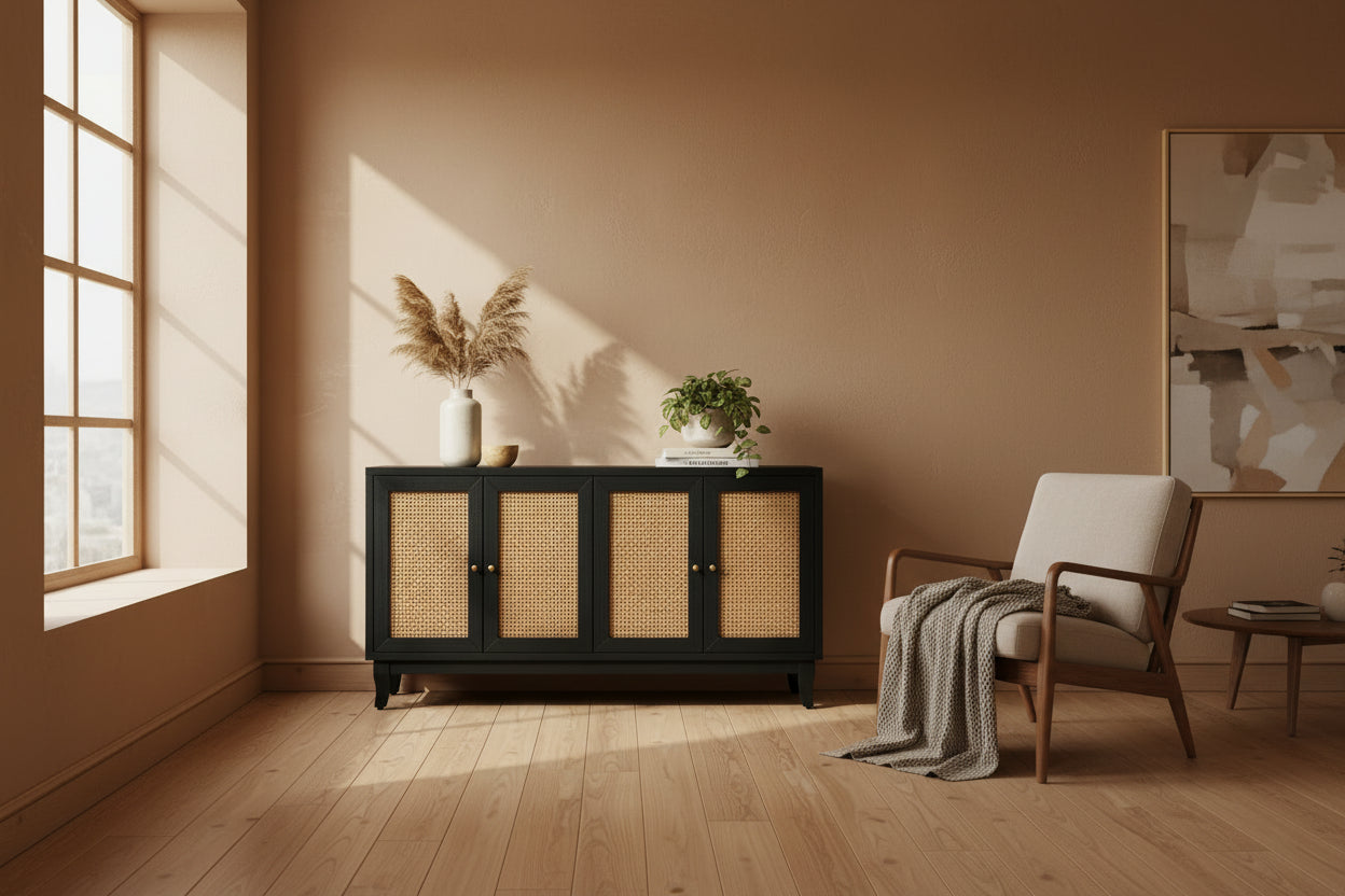 Rattan Sideboard Buffer Cabinet