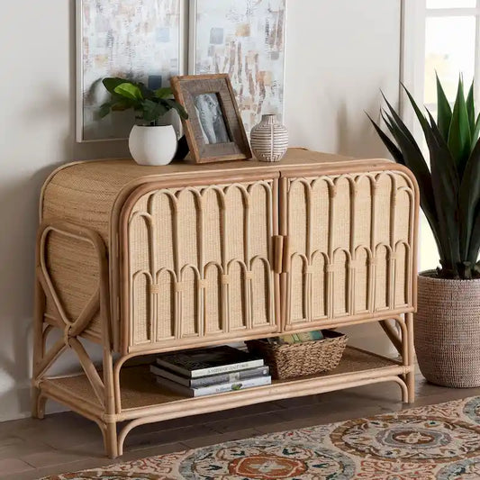   Bohemian Natural Rattan 2-Door Storage Cabinet