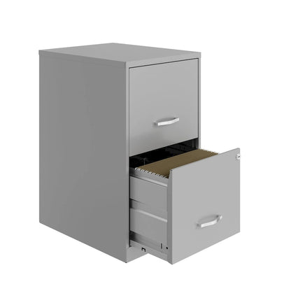 18in. 2 Drawer Metal File Cabinet, Arctic Silver