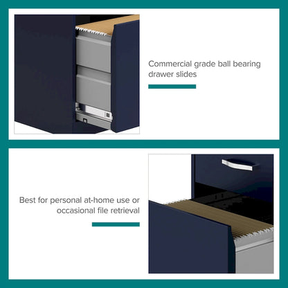 18 Deep 3 Drawer Mobile Organizer Metal Cabinet, Navy