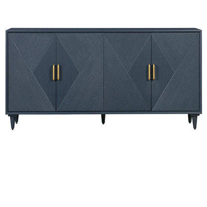 Four Door Wooden Sideboard - Gold Hardware - Navy Blue - 72