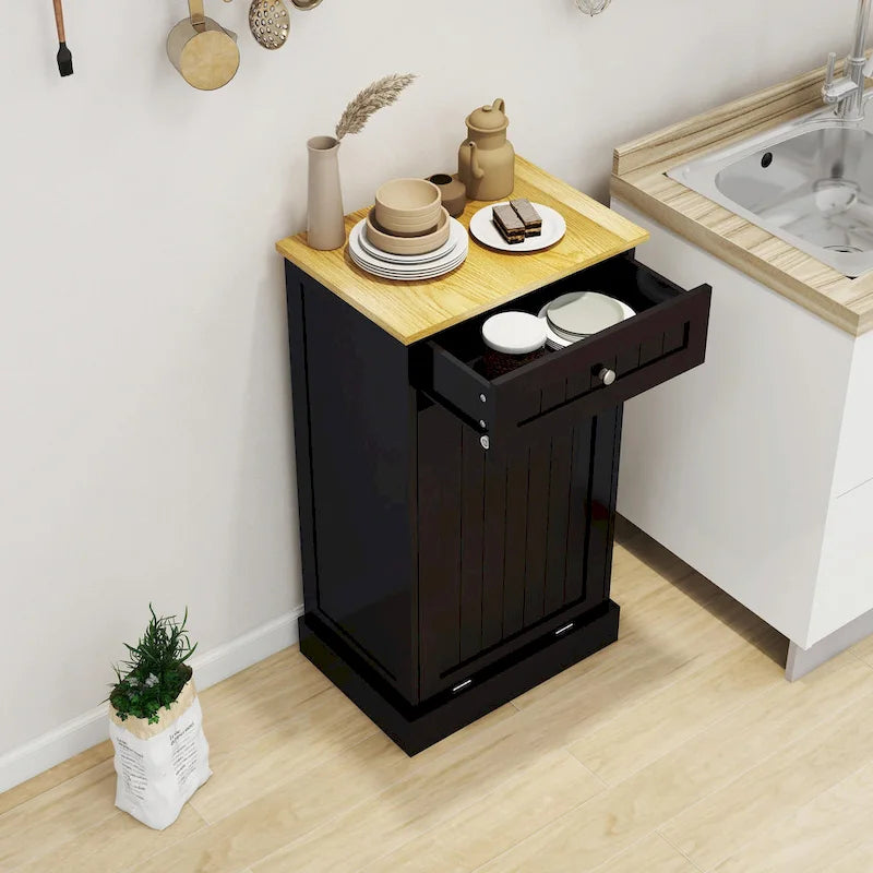 1-Drawer, 1-Compartment Tilt-Out Trash Cabinet - Kitchen Trash Cabinet