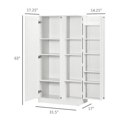 Kitchen Pantry Storage Cabinet, 14-Tier Freestanding Kitchen Cupboard with 2 Doors, Adjustable Shelves for Living Room