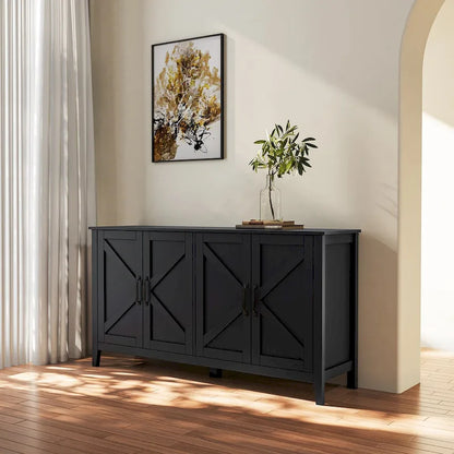 Cabinet with 4 Doors and 4 open shelgves,Freestanding Sideboard Storage Cabinet