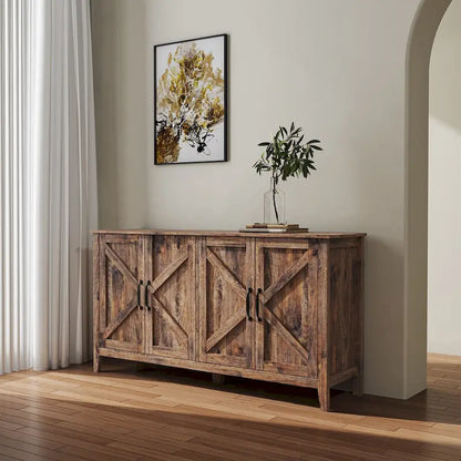 Cabinet with 4 Doors and 4 open shelgves,Freestanding Sideboard Storage Cabinet