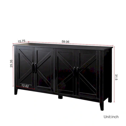 Cabinet with 4 Doors and 4 open shelgves,Freestanding Sideboard Storage Cabinet