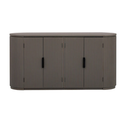Vertical Striped Door Storage Cabinet with Metal Handles, Adjustable, Suitable for Study, Entryway and Living Room