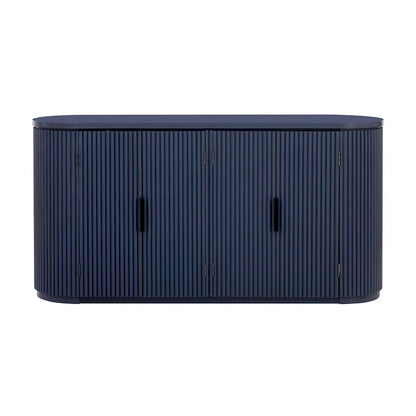 Vertical Striped Door Storage Cabinet with Metal Handles, Adjustable, Suitable for Study, Entryway and Living Room