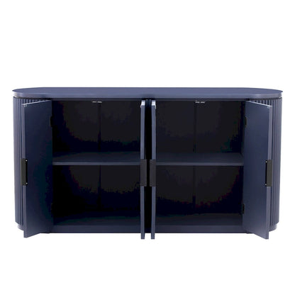 Vertical Striped Door Storage Cabinet with Metal Handles, Adjustable, Suitable for Study, Entryway and Living Room