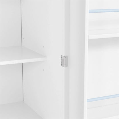 Freestanding Tall Cupboard Storage Cabinet w/ 8 Door Shelves, 3 Drawer