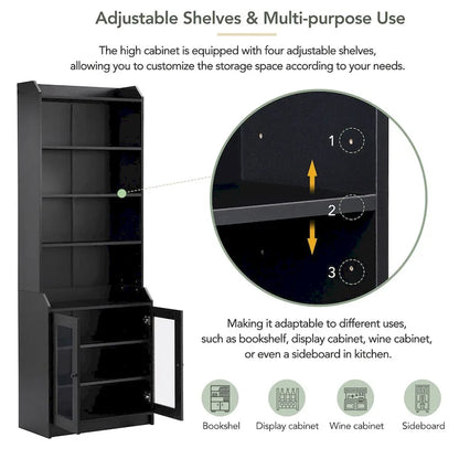 Tall Cabinet with Adjustable Shelves for Living Room