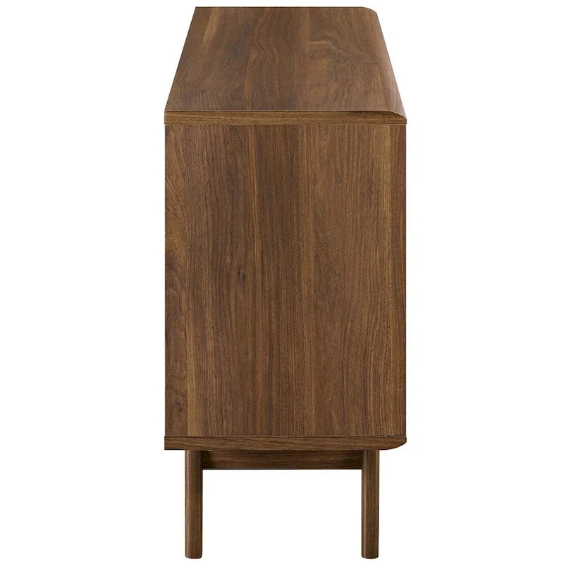 Walnut Mid-Century Display Stand with Sliding Doors, Single