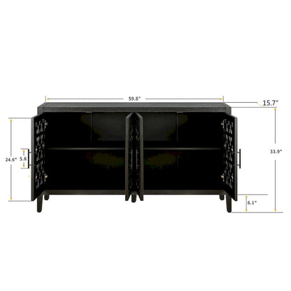 Sideboard Buffet Hollow Four Door Antique Cabinet