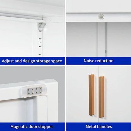 Steel Lockable Garage Storage Cabinet with 2 Doors and 2 Adjustable Shelves