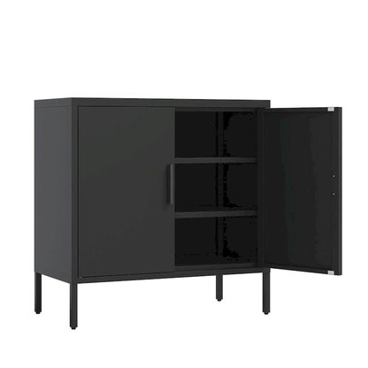 Steel Lockable Garage Storage Cabinet with 2 Doors and 2 Adjustable Shelves