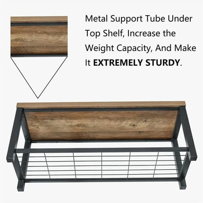 Industrial Entryway Bench - 14D x 43.3W x 18H