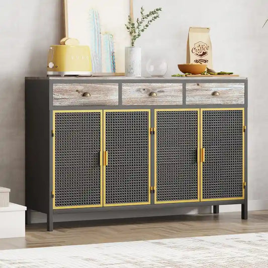 48 Wide 4 Doors Modern Sideboard with 3 Top Drawers