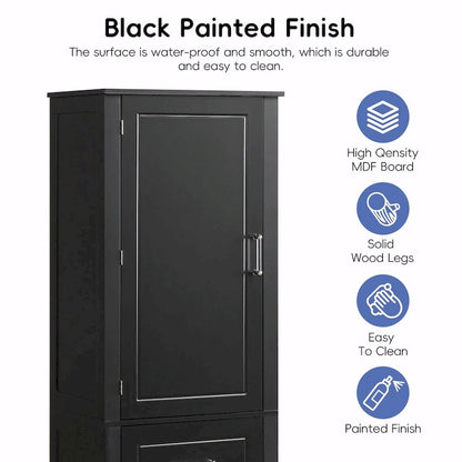 Tall Freestanding Bathroom Storage Cabinet with Two Drawers and Adjustable Shelf