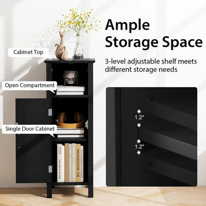 Bathroom Floor Cabinet with 3-Height Adjustable Shelf - 12D x 12W x 31.5H