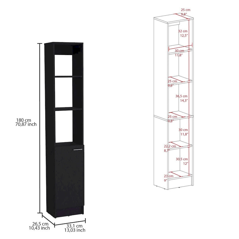 Bathroom Storage Cabinet with one Doors, Tall Bathroom Cabinet with 6 Shelves, for Bathroom, Living Room, Kitchen