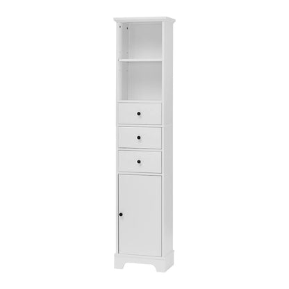 Tall Bathroom Cabinet, Freestanding Storage Cabinet with 3 Drawers and Adjustable Shelf