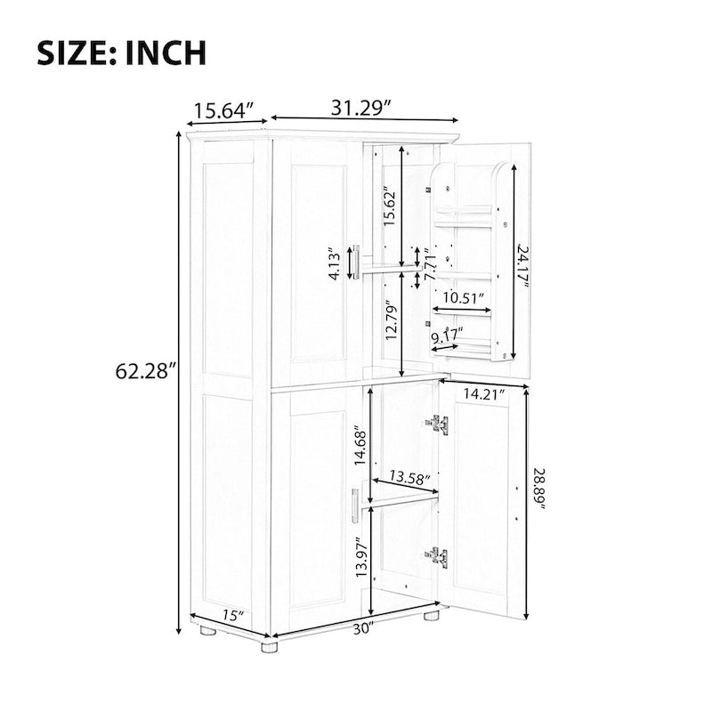 Tall and Wide Bathroom Floor Storage Cabinet