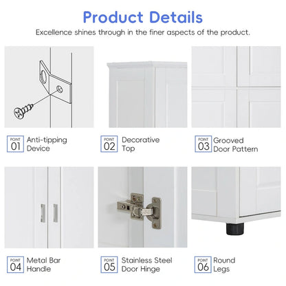 Tall and Wide Bathroom Floor Storage Cabinet
